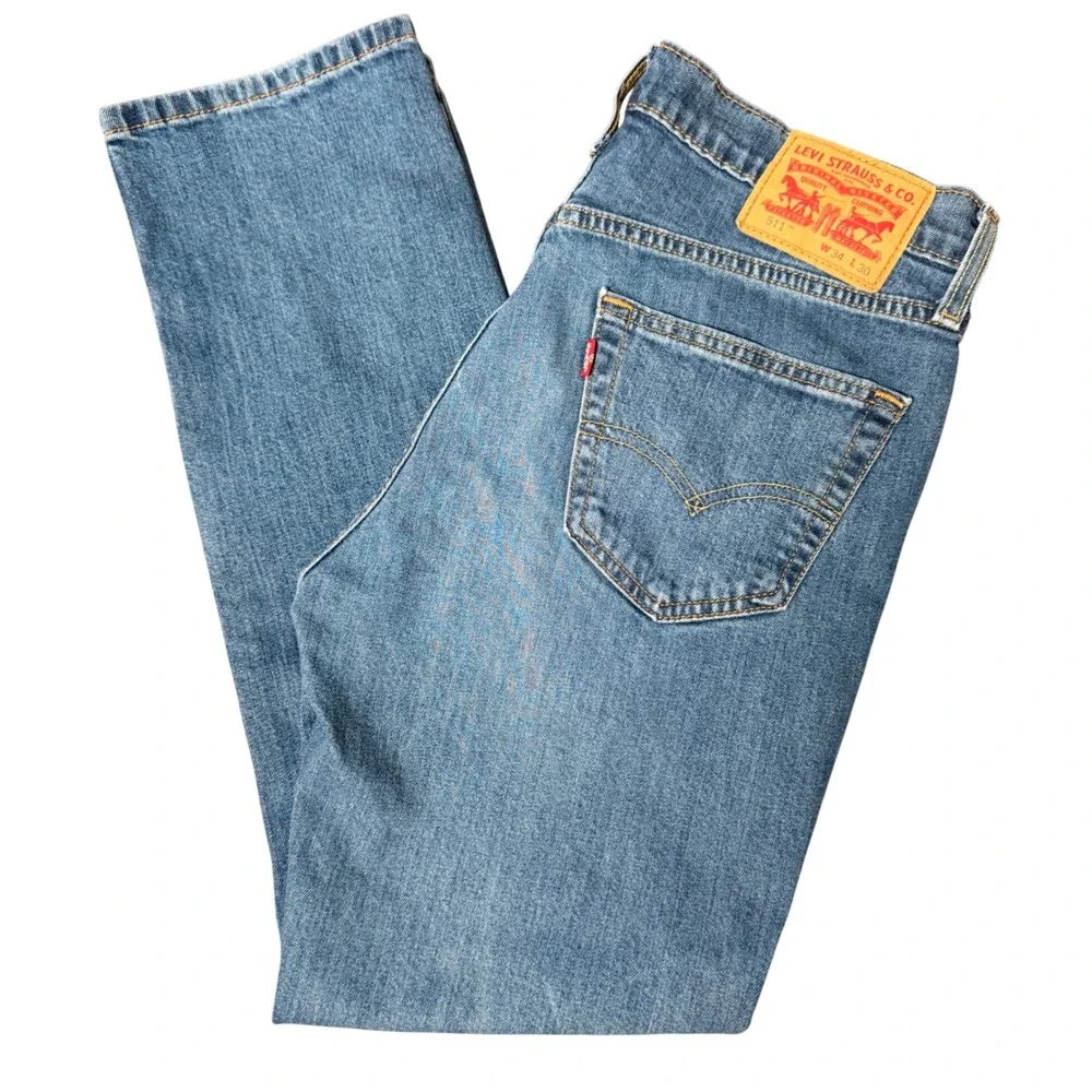 Levi's 511‎ Slim Fit Denim Blue Jeans 34x30 Classic Menswear Red Tab Medium Wash